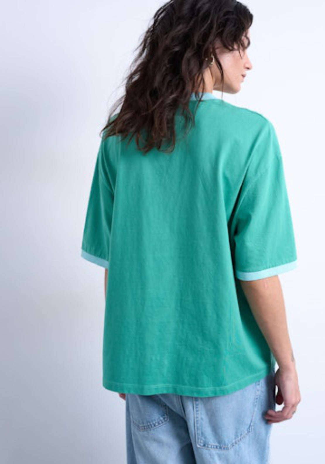 Topshop Emily Short Sleeve Graphic Oversized T-Shirt - Bright Green 2 Shaws Department Stores