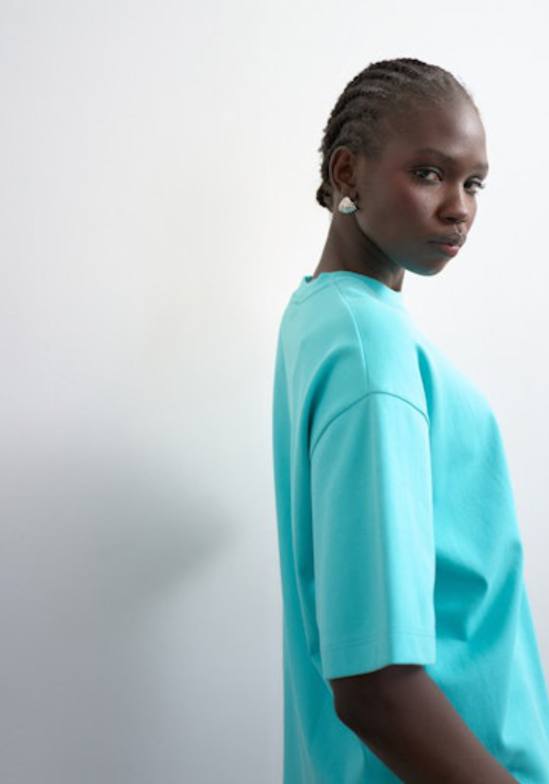 Topshop Victoria Short Sleeve Oversized T-Shirt - Cashmere Blue 3 Shaws Department Stores