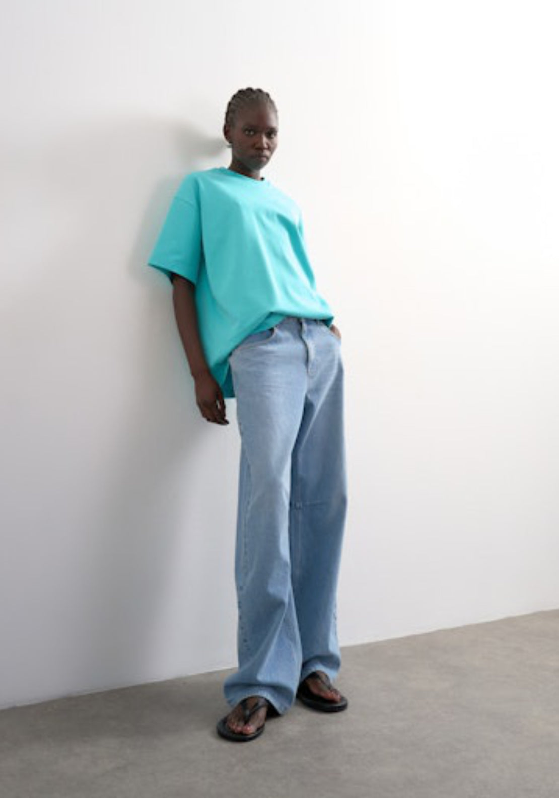 Topshop Victoria Short Sleeve Oversized T-Shirt - Cashmere Blue 4 Shaws Department Stores