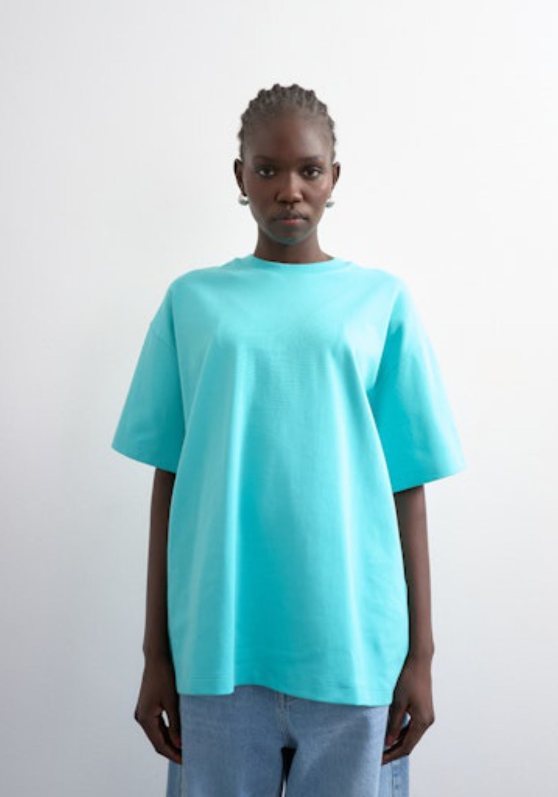 Topshop Victoria Short Sleeve Oversized T-Shirt - Cashmere Blue 1 Shaws Department Stores