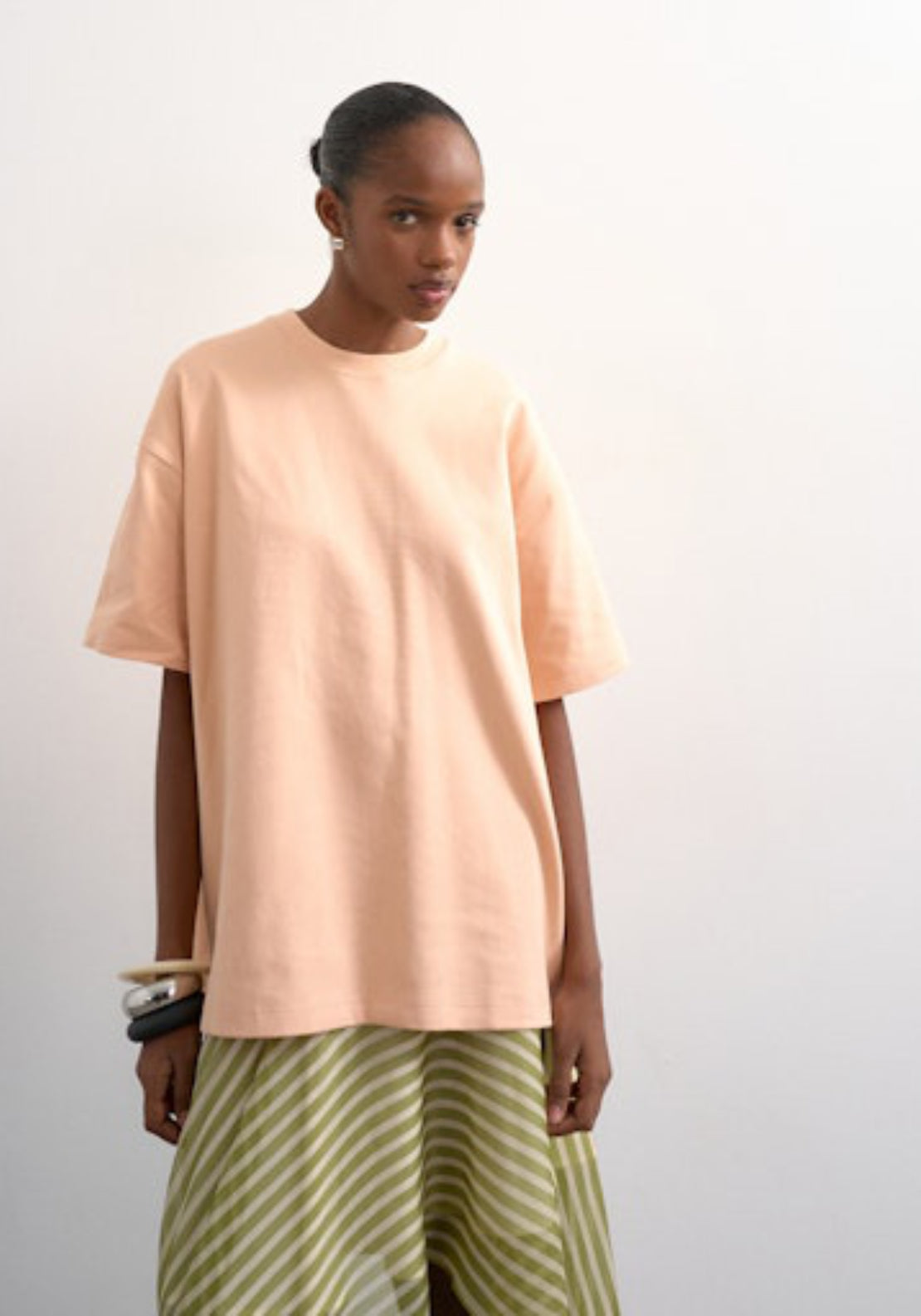 Topshop Victoria Short Sleeve Oversized T-Shirt - Peach Pink 1 Shaws Department Stores