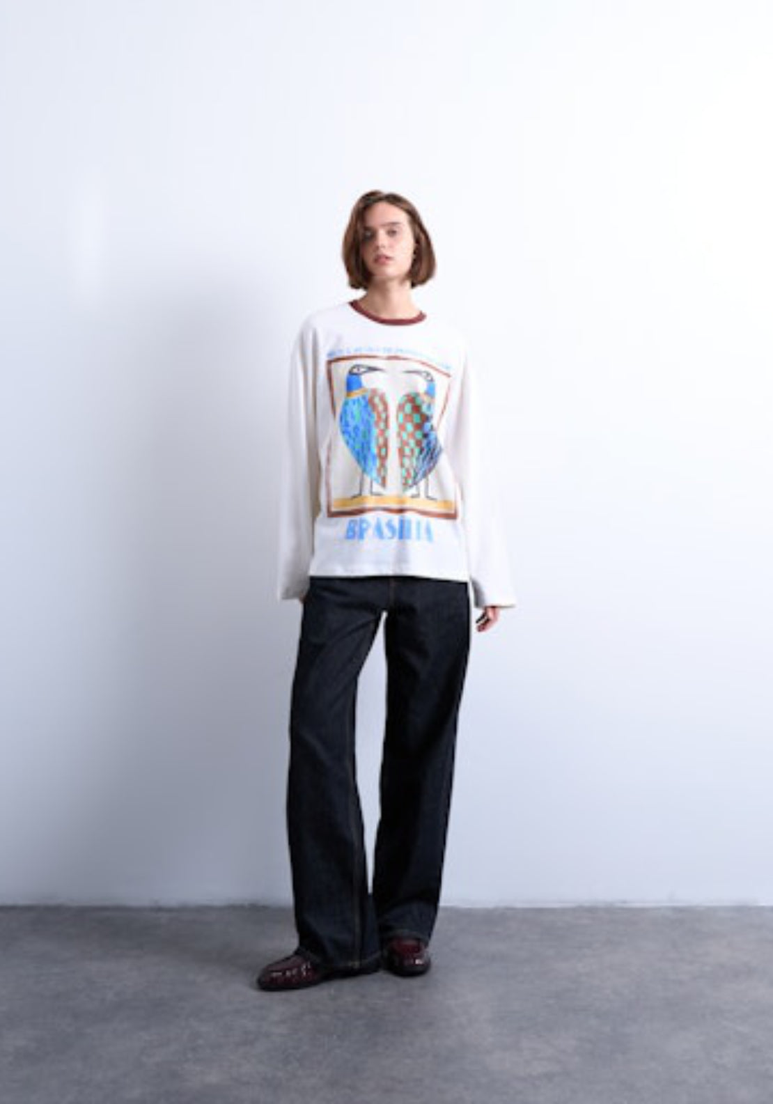 Topshop Alberte Long Sleeve Graphic T-Shirt - Snow White 4 Shaws Department Stores