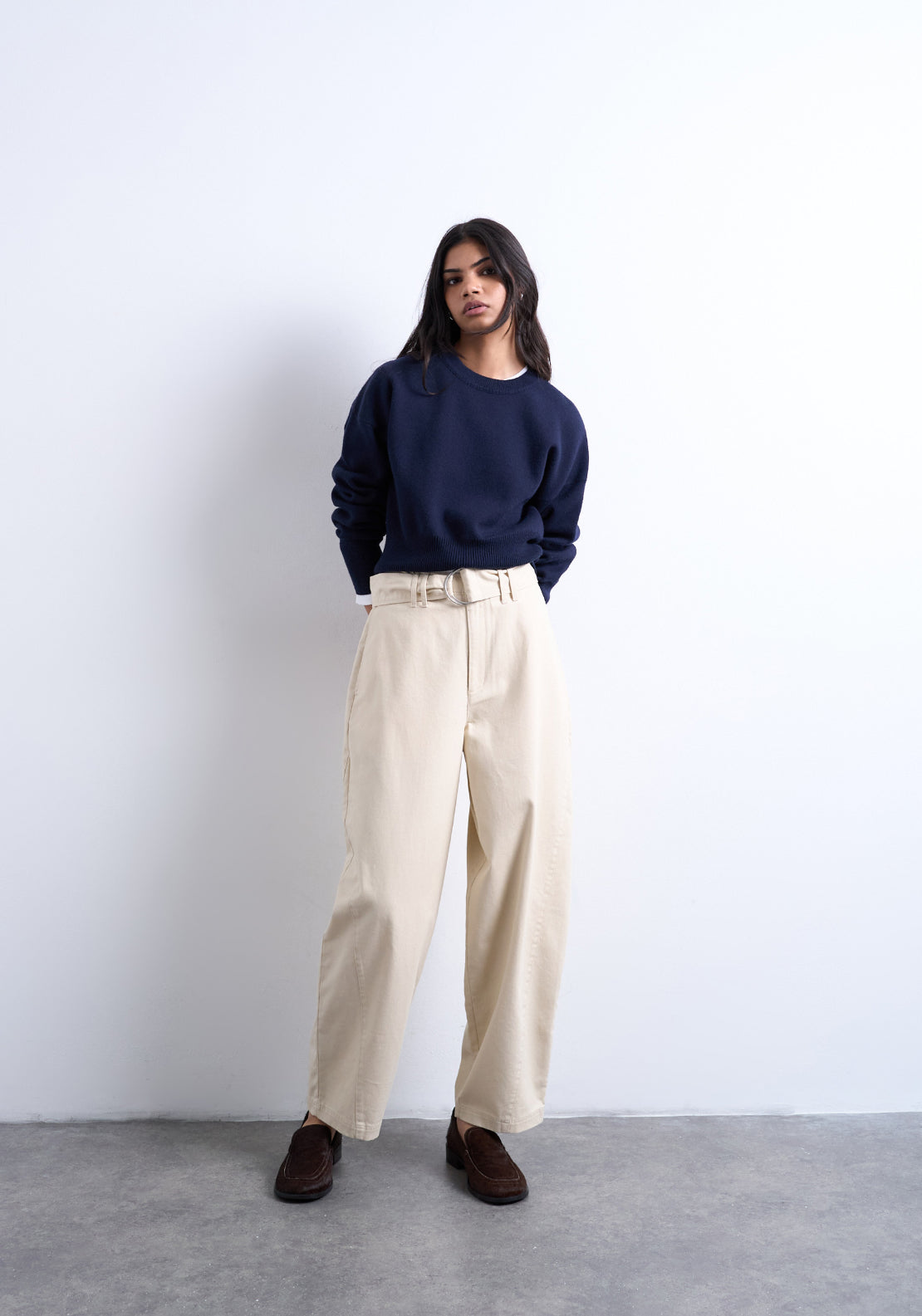 Topshop Belly High Waist Belted Trouser - Birch 5 Shaws Department Stores