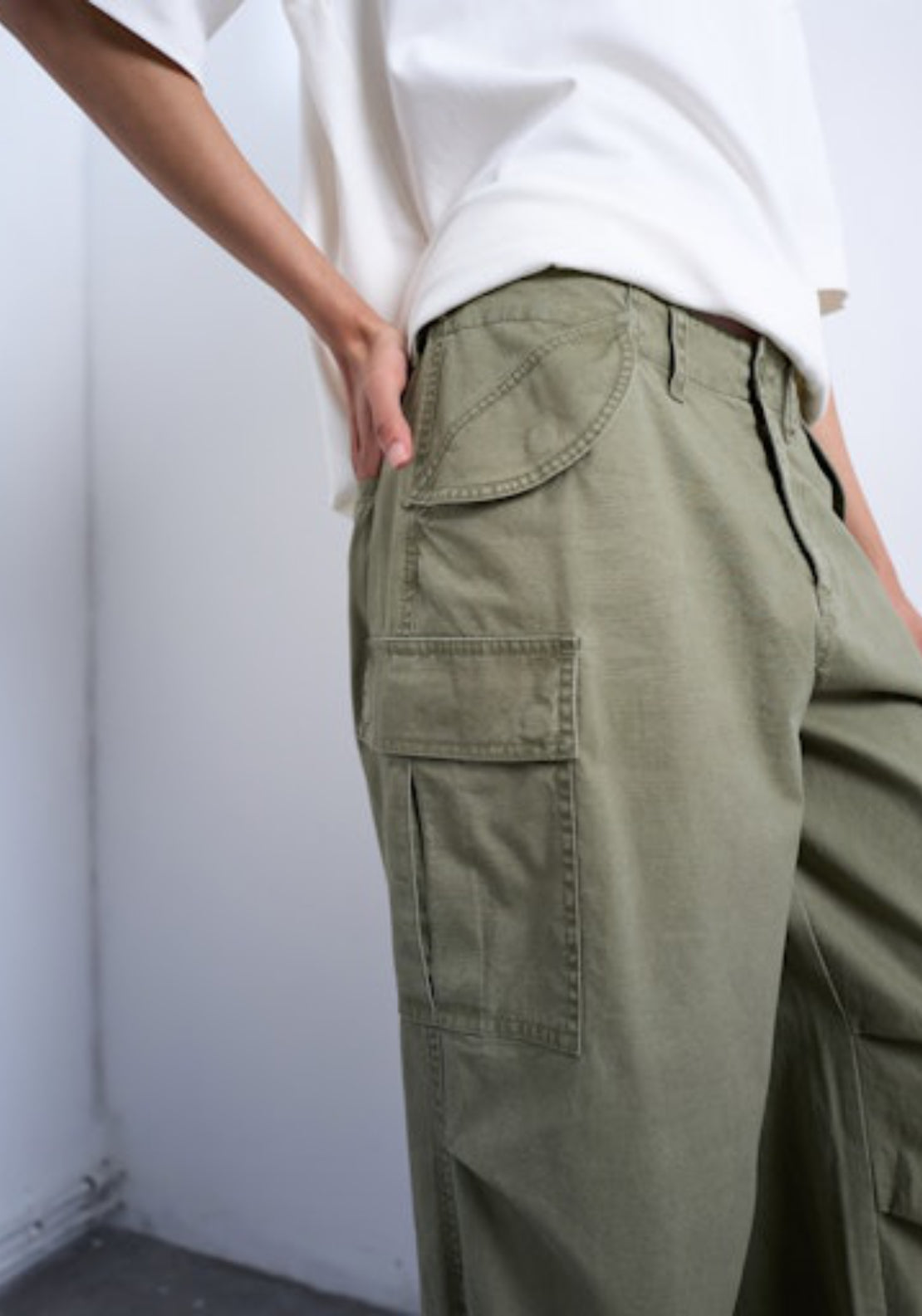 Topshop Caro Cargo Trouser - Khaki 5 Shaws Department Stores