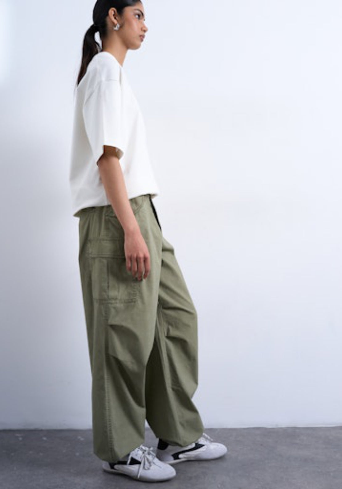 Topshop Caro Cargo Trouser - Khaki 3 Shaws Department Stores