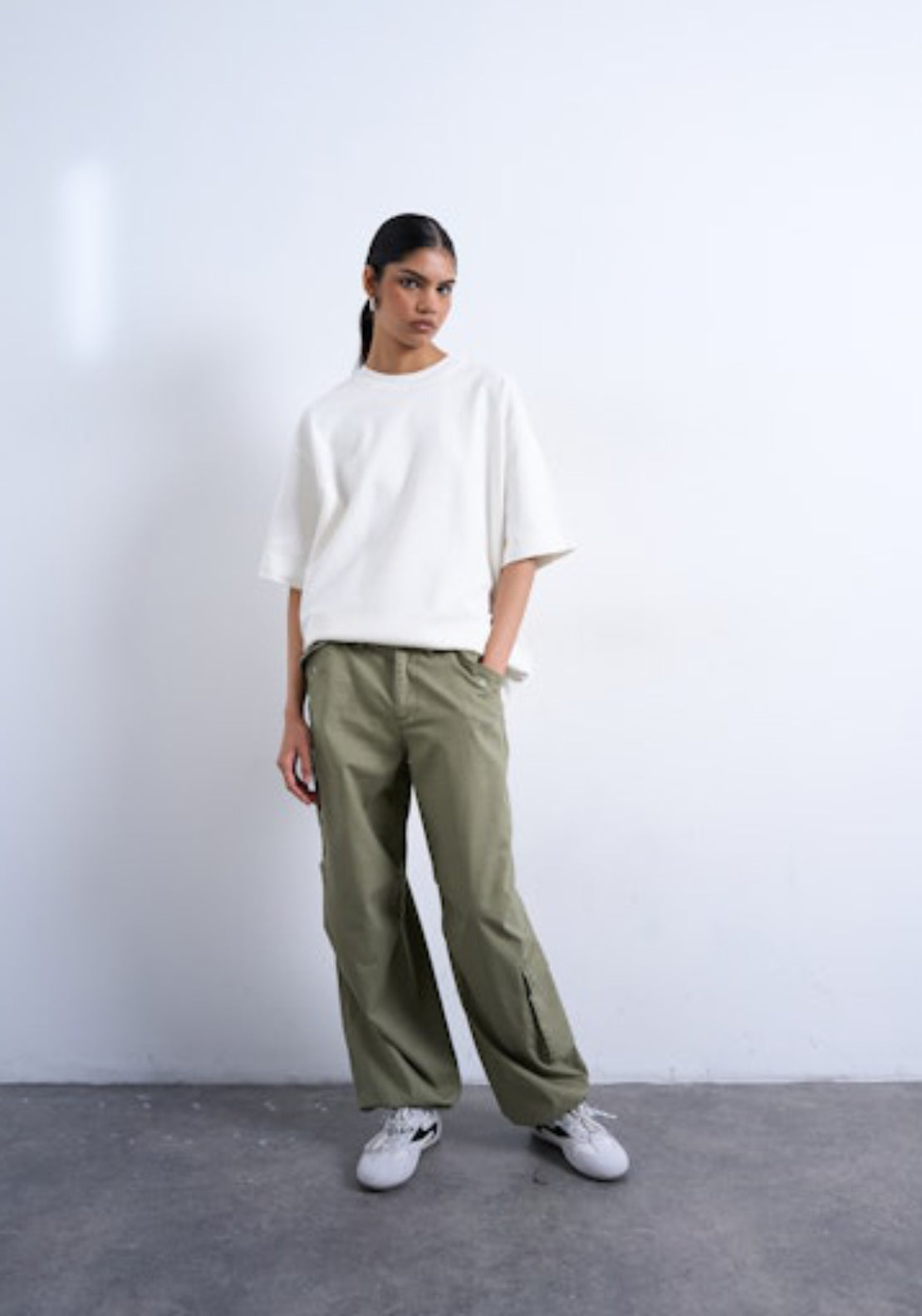 Topshop Caro Cargo Trouser - Khaki 1 Shaws Department Stores