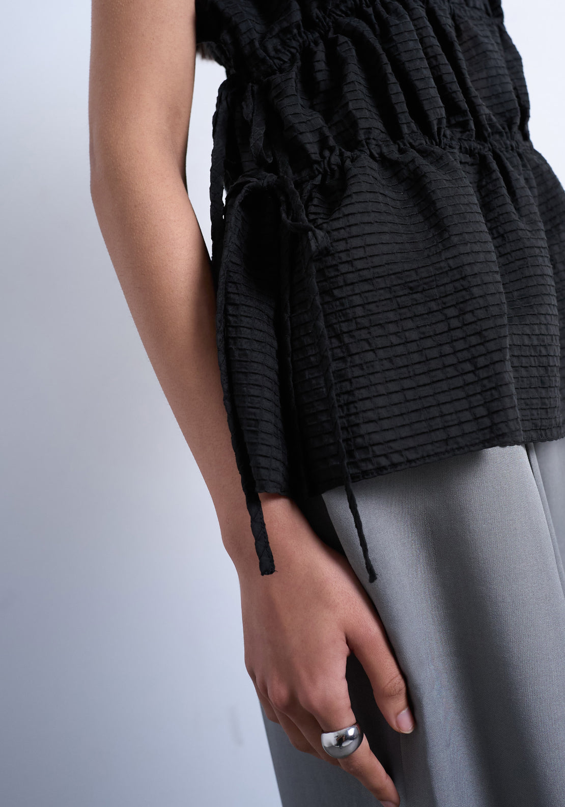 Topshop Ena Short Sleeve Tie Top - Black 3 Shaws Department Stores