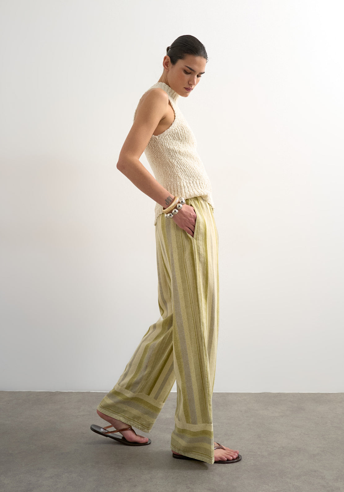 Topshop Polly Straight Trouser - Medium Green 3 Shaws Department Stores