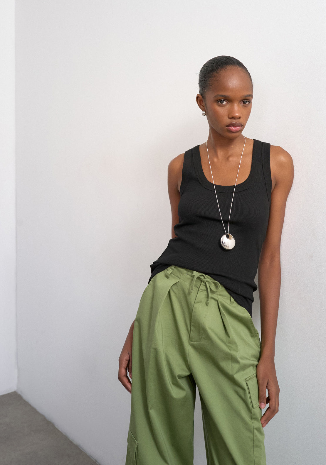 Topshop Honey Sleeveless U-Neck Vest - Black 1 Shaws Department Stores