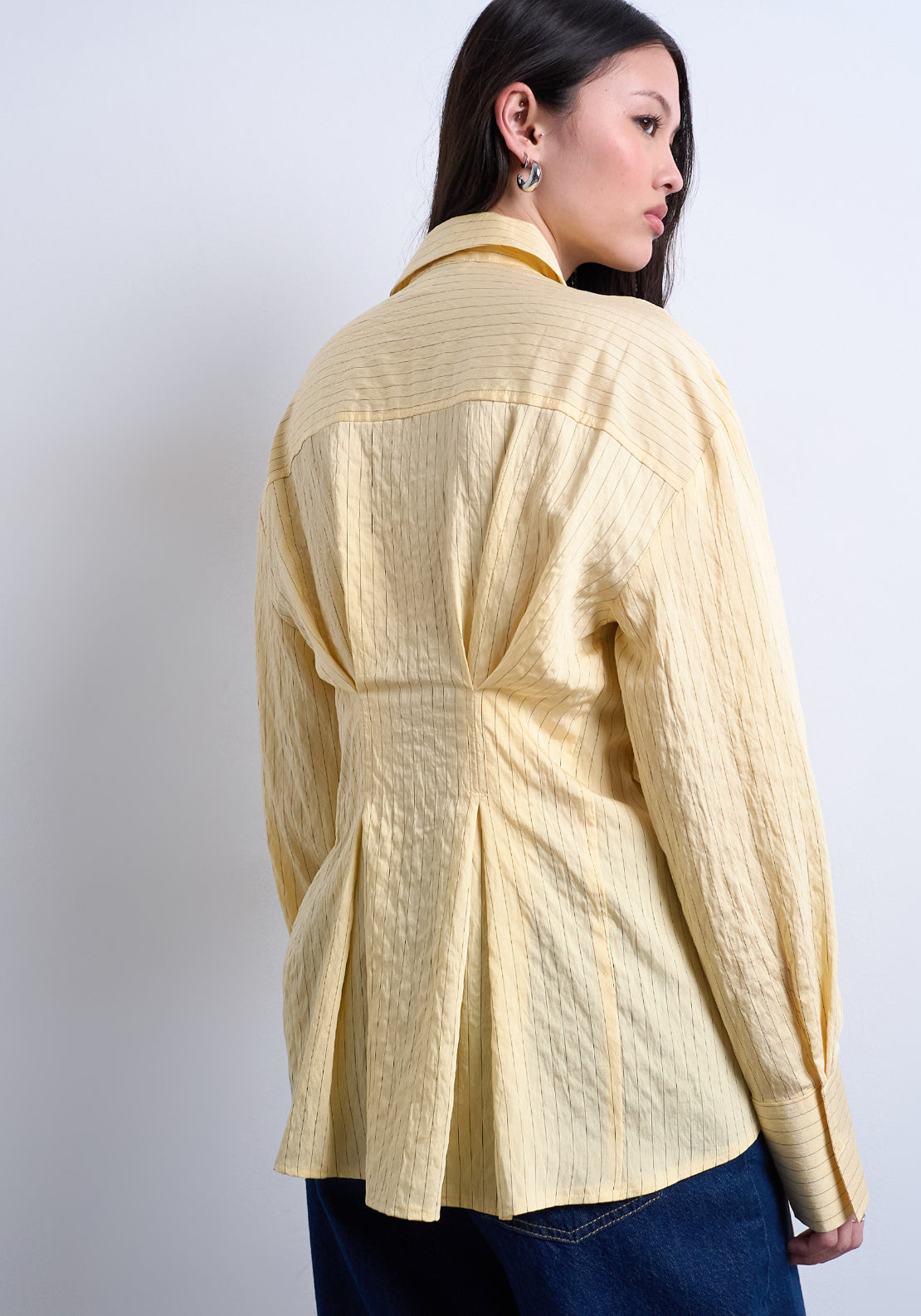 Topshop Sia Long Sleeve Asymetric Shirt - Yellow Cream 2 Shaws Department Stores