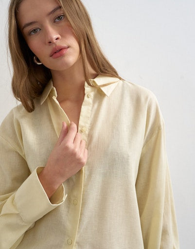 Topshop Winnie Long Sleeve Casual Shirt - Birch 1 Shaws Department Stores