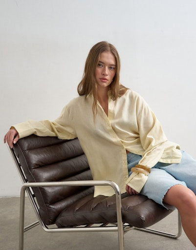 Topshop Winnie Long Sleeve Casual Shirt - Birch 3 Shaws Department Stores