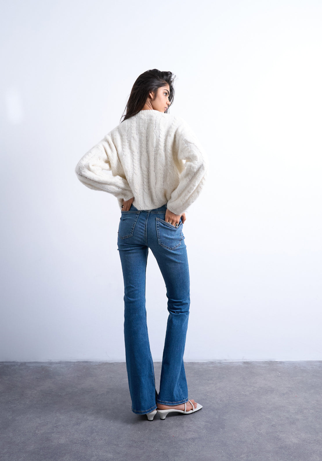 Topshop Jamie High Rise Flare Jeans - Medium Blue Denim 2 Shaws Department Stores