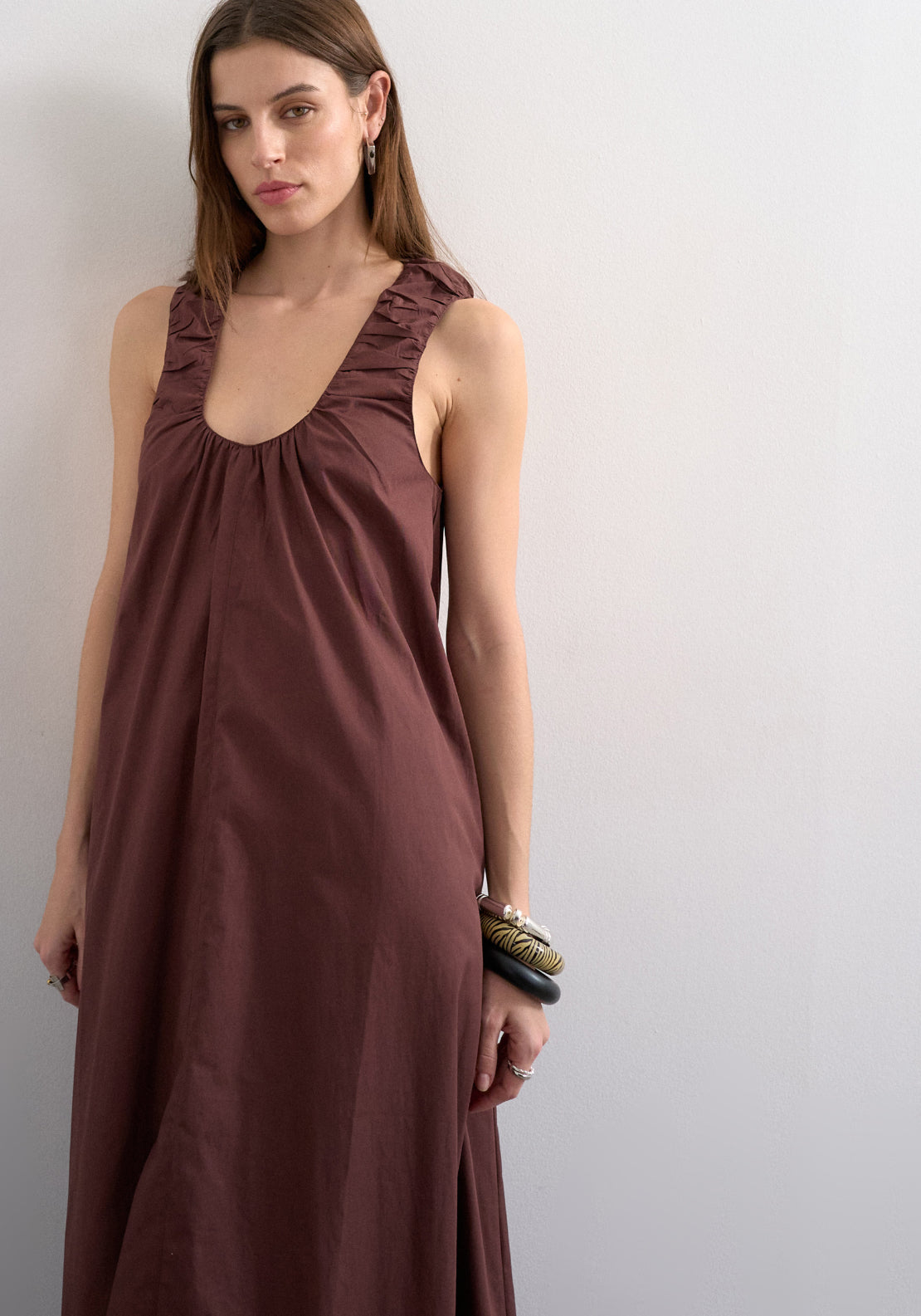 Topshop Runi Sleeveless Maxi Dress - Chocolate Brown 4 Shaws Department Stores