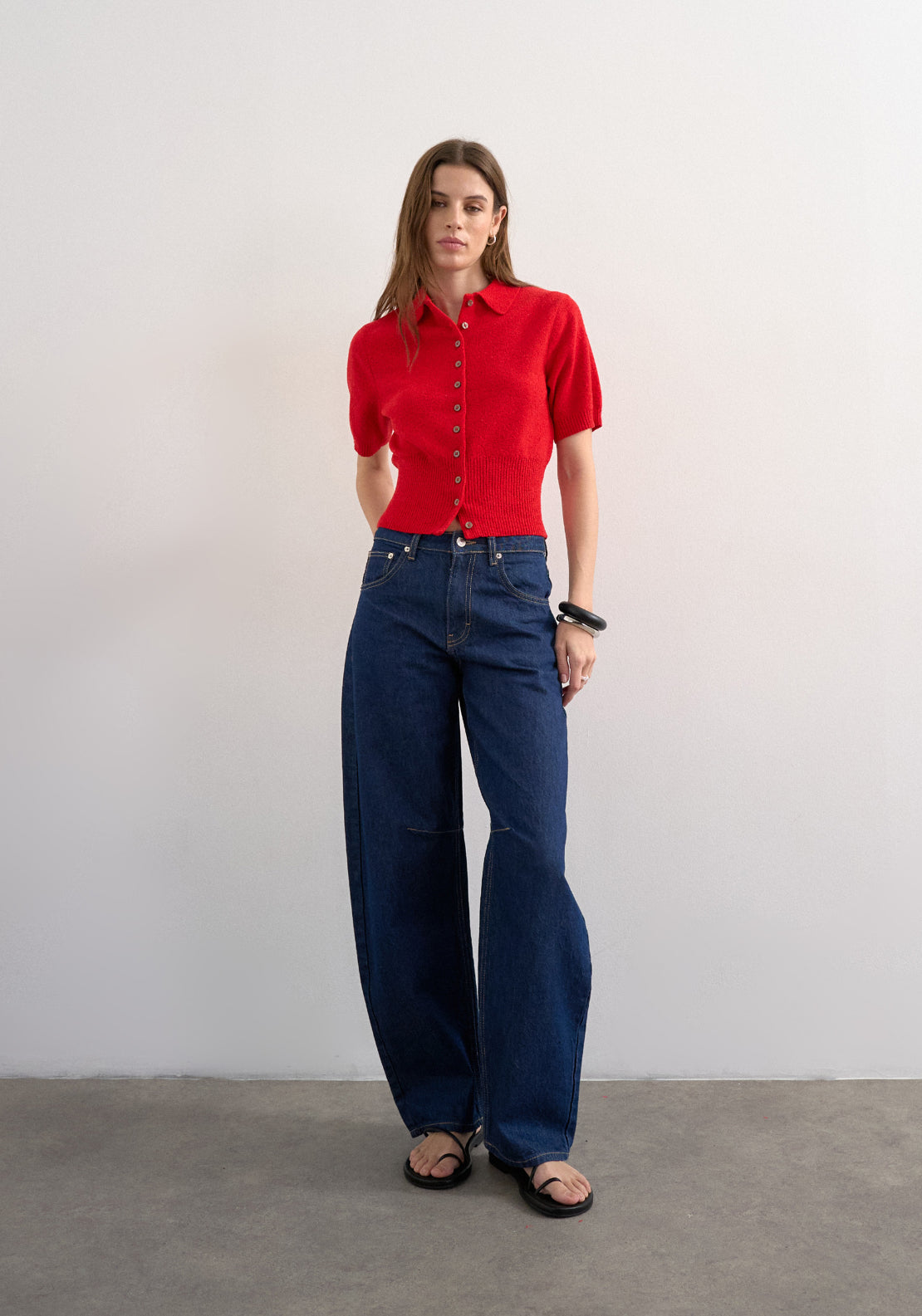 Topshop Kylie Short Sleeve Cinch Waist Polo Pullover - Rio Red 4 Shaws Department Stores