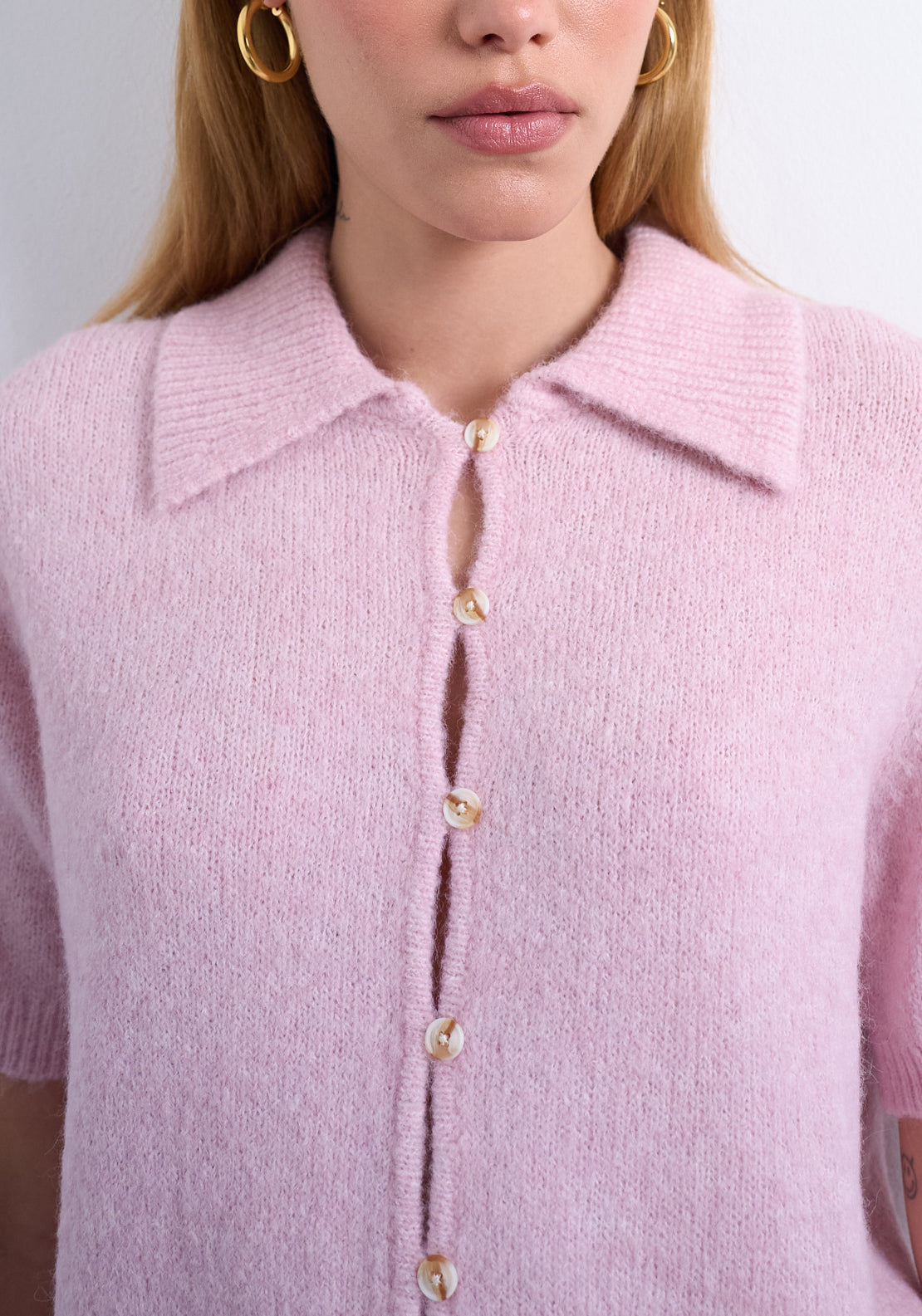 Topshop Cleo Short Sleeve One Button Cardigan - Hot Pink 3 Shaws Department Stores