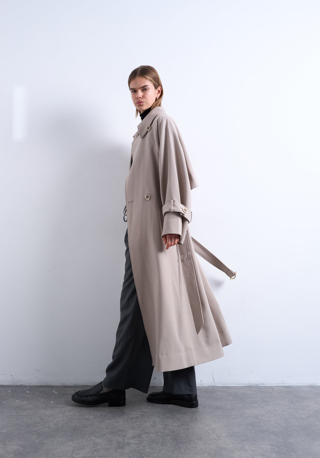 Topshop Grace Trenchcoat - Pumice Stone 3 Shaws Department Stores