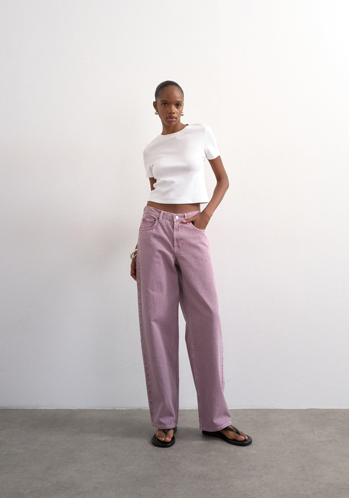 Topshop Cinch Low Rise Wide Denim Jeans - Purple 5 Shaws Department Stores