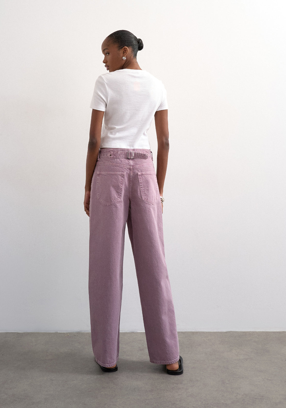 Topshop Cinch Low Rise Wide Denim Jeans - Purple 2 Shaws Department Stores