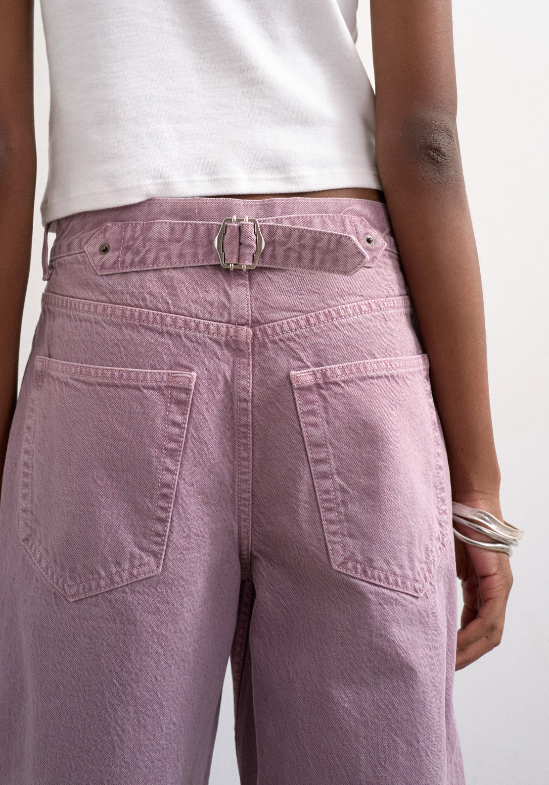 Topshop Cinch Low Rise Wide Denim Jeans - Purple 4 Shaws Department Stores