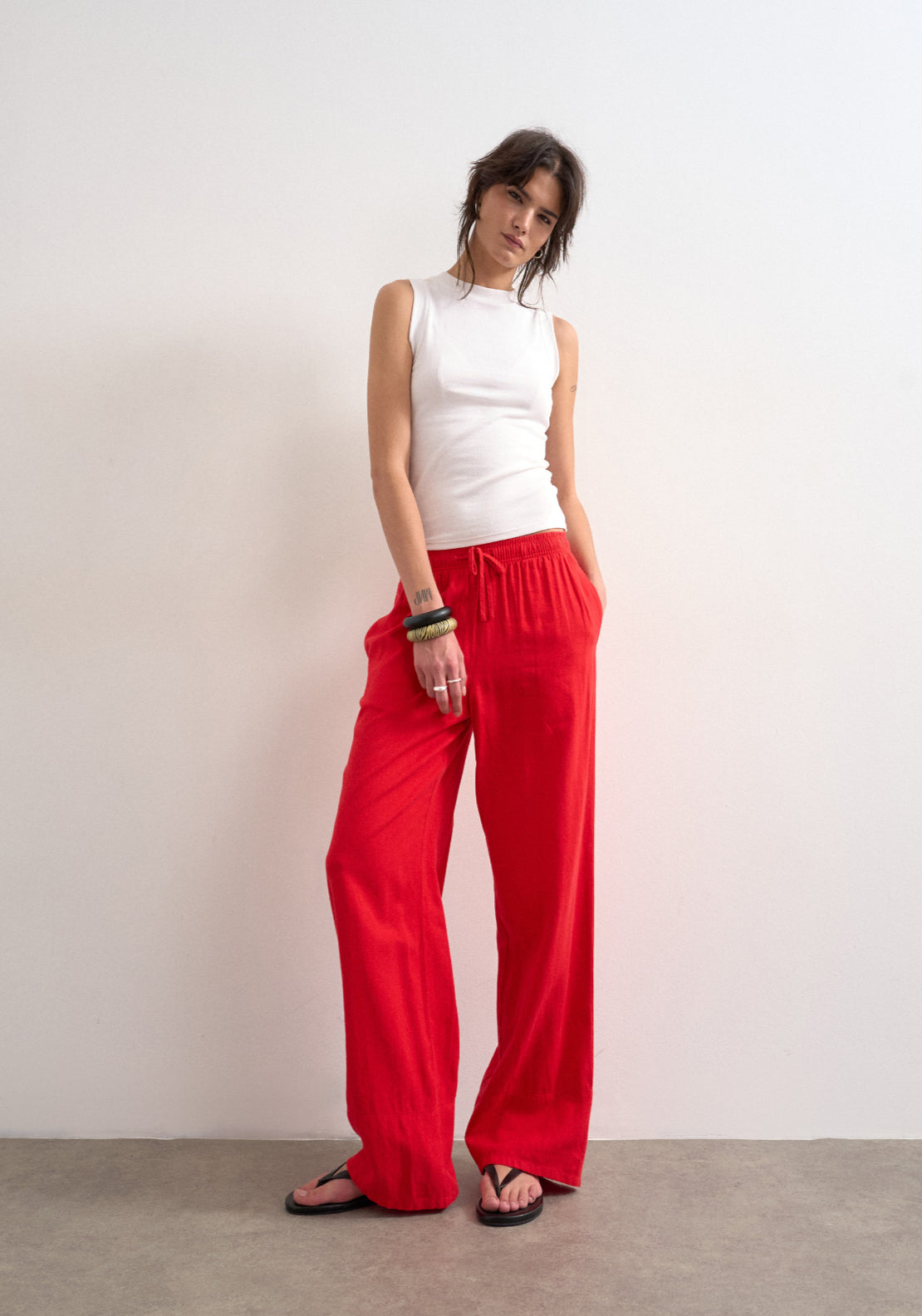 Topshop Lakia Straight Trouser - Red 5 Shaws Department Stores