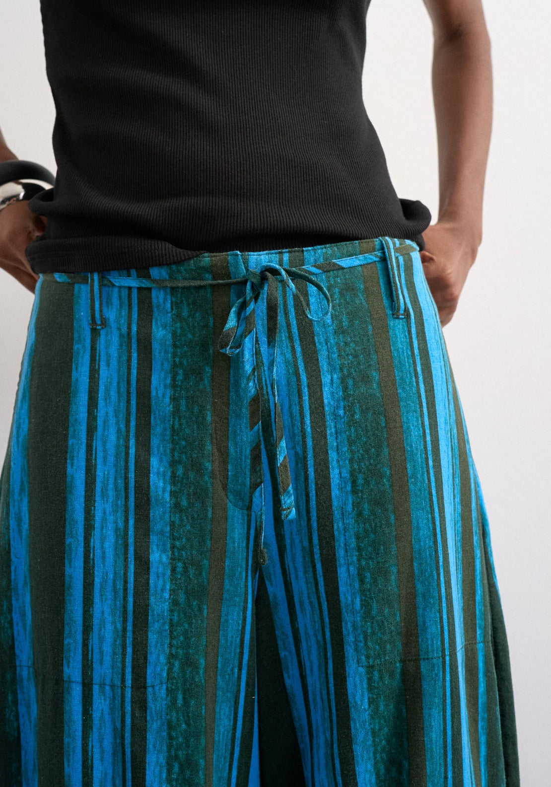 Topshop Linen Blend Allie High Rise Tie Balloon Trousers - Blue 4 Shaws Department Stores