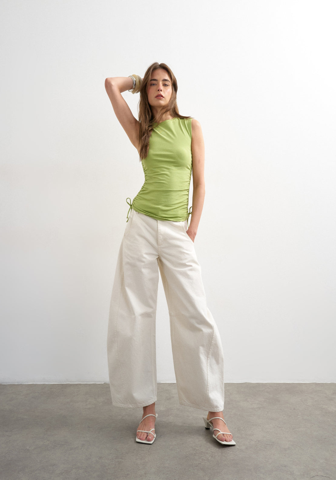 Topshop Guri Ruched Tank Top - Yellow 4 Shaws Department Stores