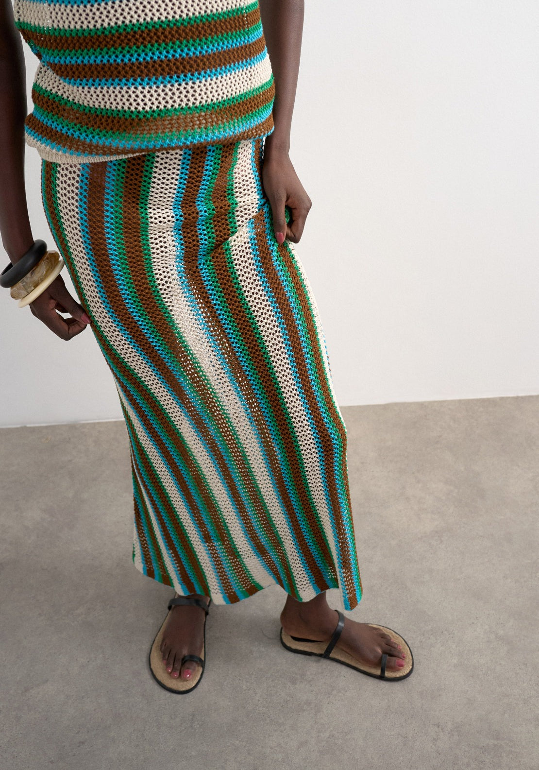 Topshop Ingvild High Rise Maxi Knit Skirt - Blue 1 Shaws Department Stores