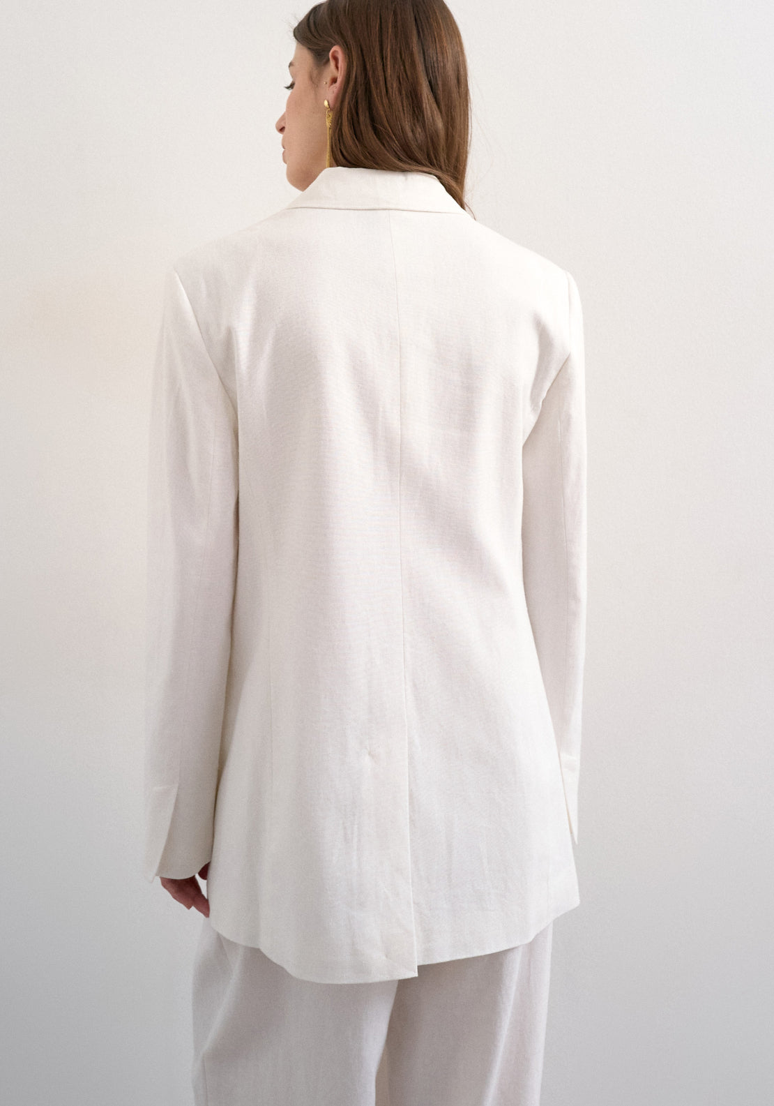 Topshop Linen Blend Gulla Long Sleeve Chuck Blazer - Cream 2 Shaws Department Stores