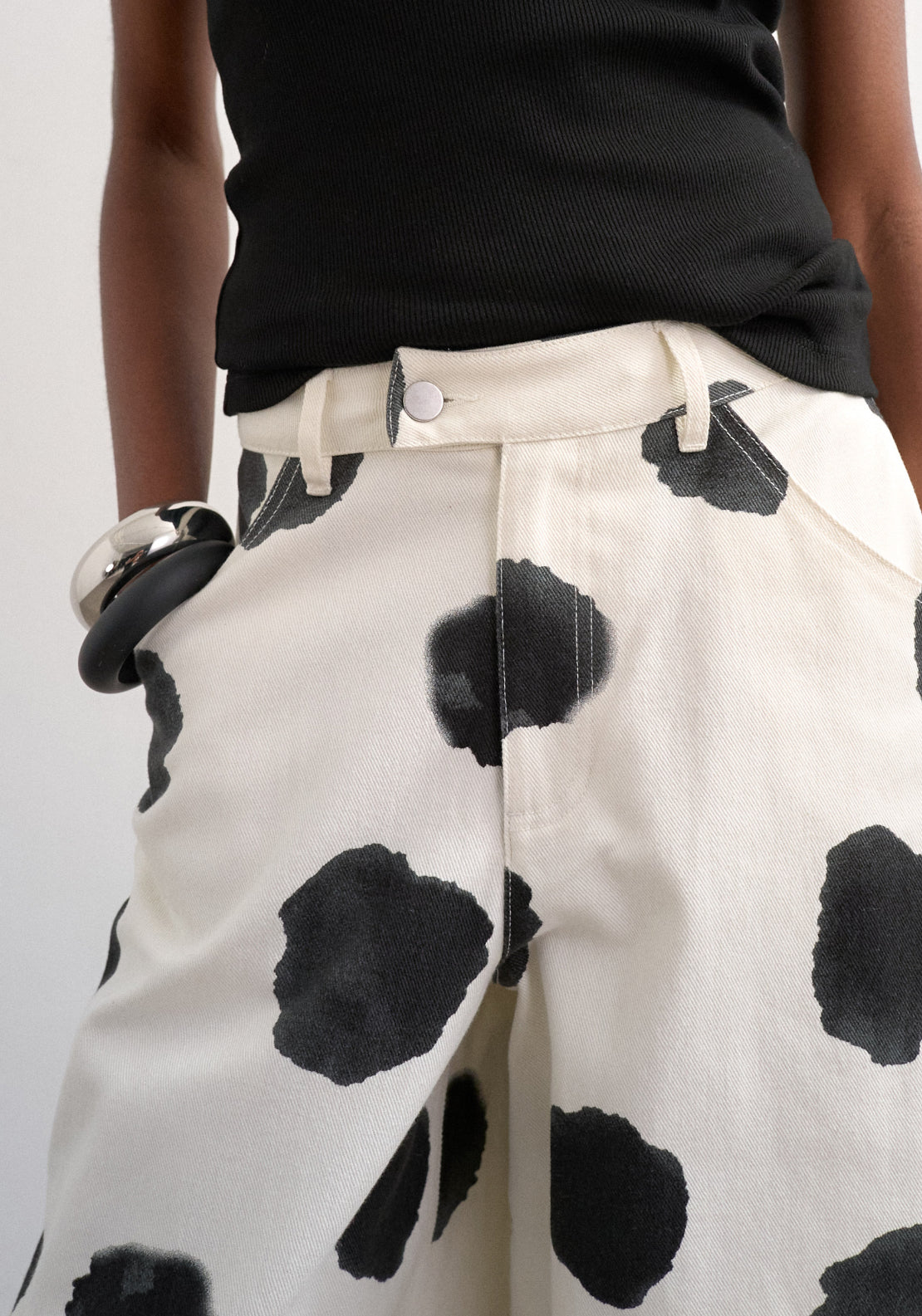 Topshop Yara High Rise Dot Barrel Trousers - Cream 4 Shaws Department Stores