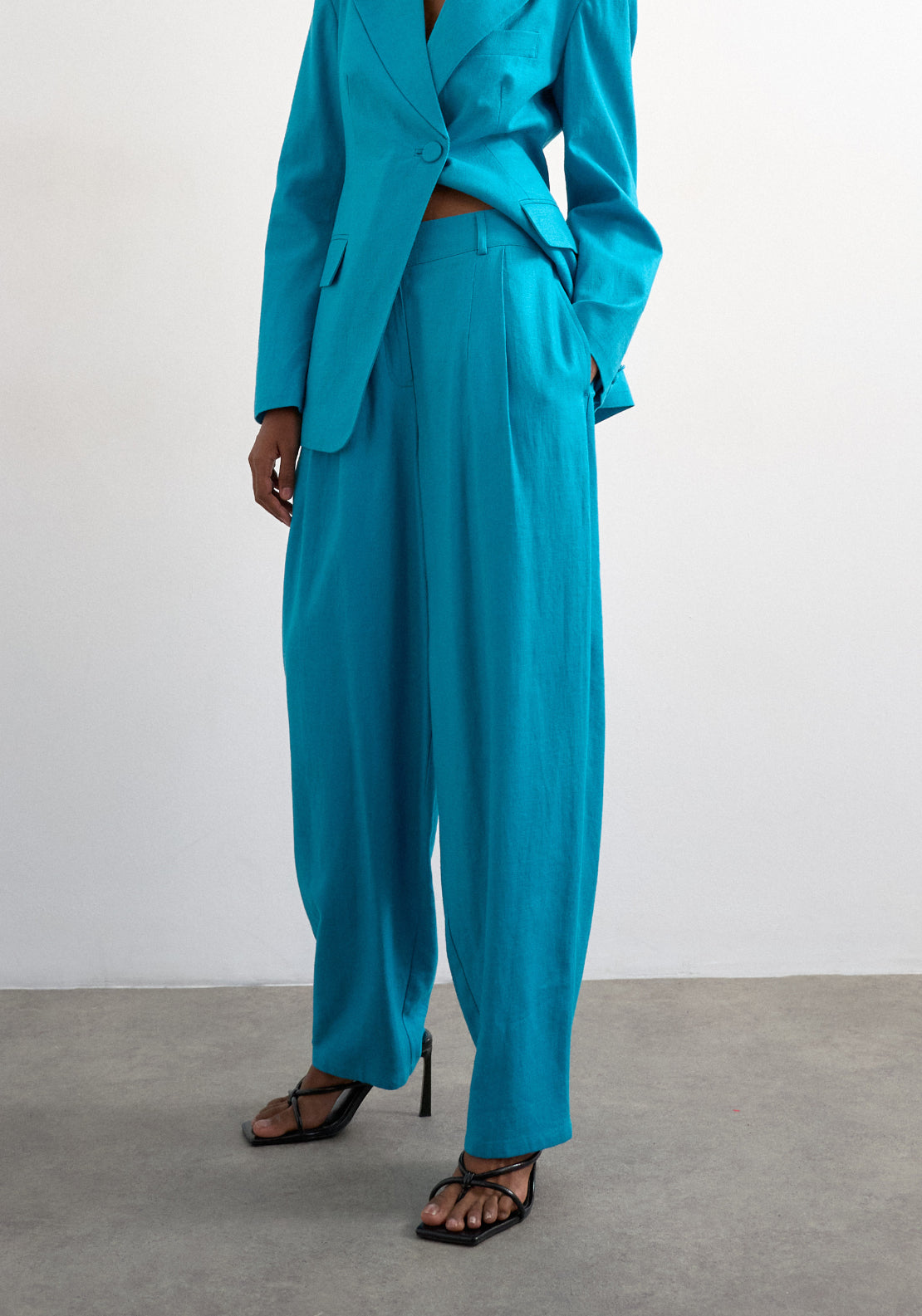 Topshop Lynn High Rise Flared Trouser - Blue 1 Shaws Department Stores