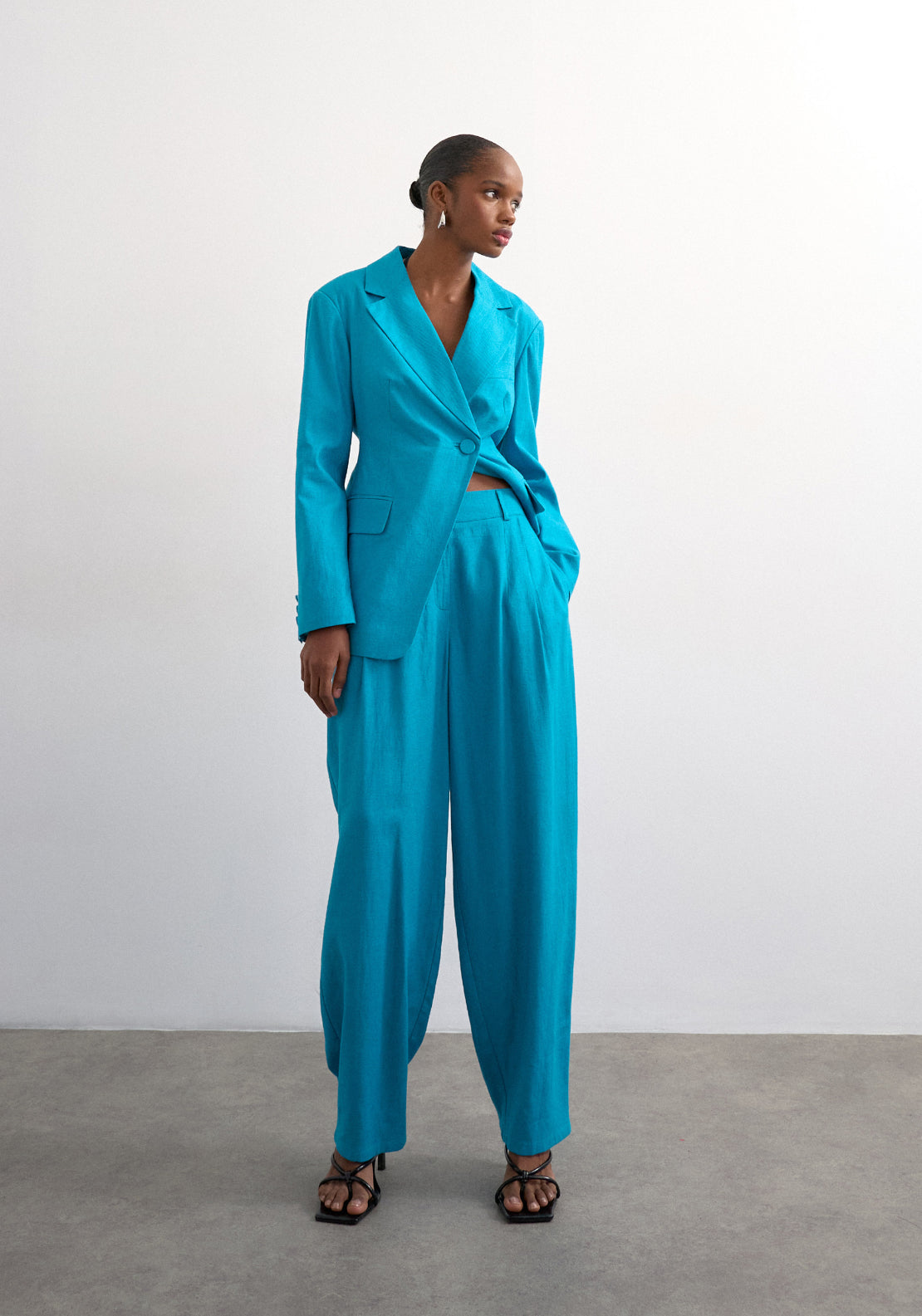 Topshop Lynn High Rise Flared Trouser - Blue 4 Shaws Department Stores