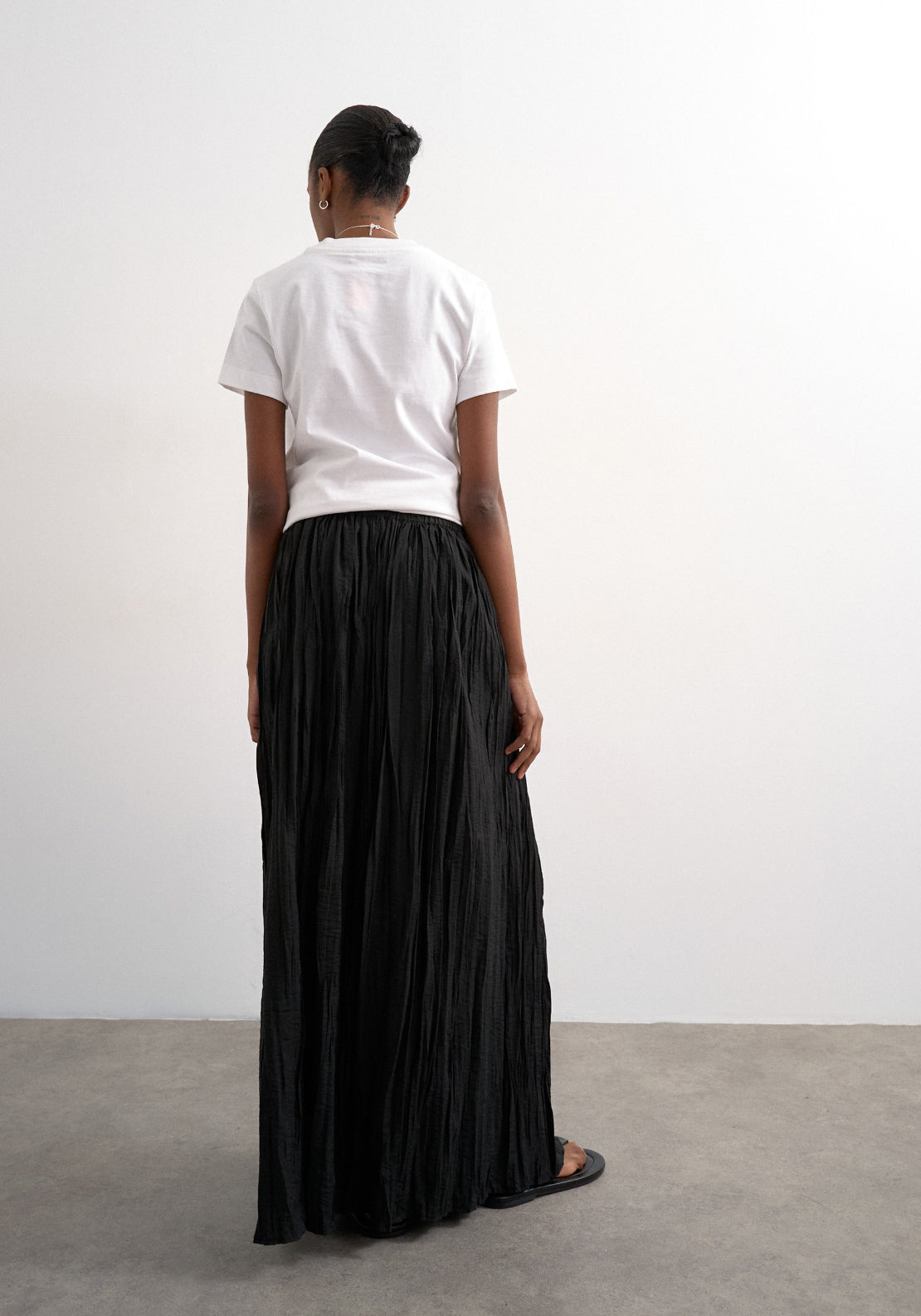 Topshop Thea High Rise Waist Crinkle Maxi Skirt - Black 2 Shaws Department Stores