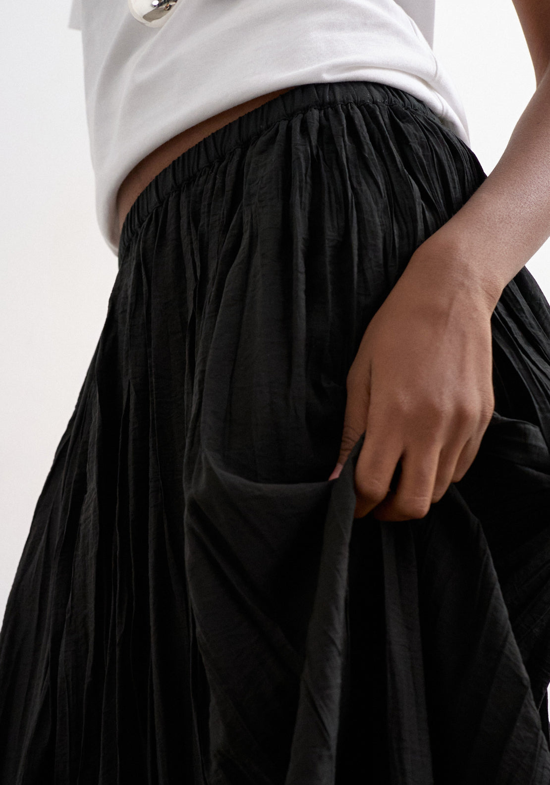 Topshop Thea High Rise Waist Crinkle Maxi Skirt - Black 3 Shaws Department Stores
