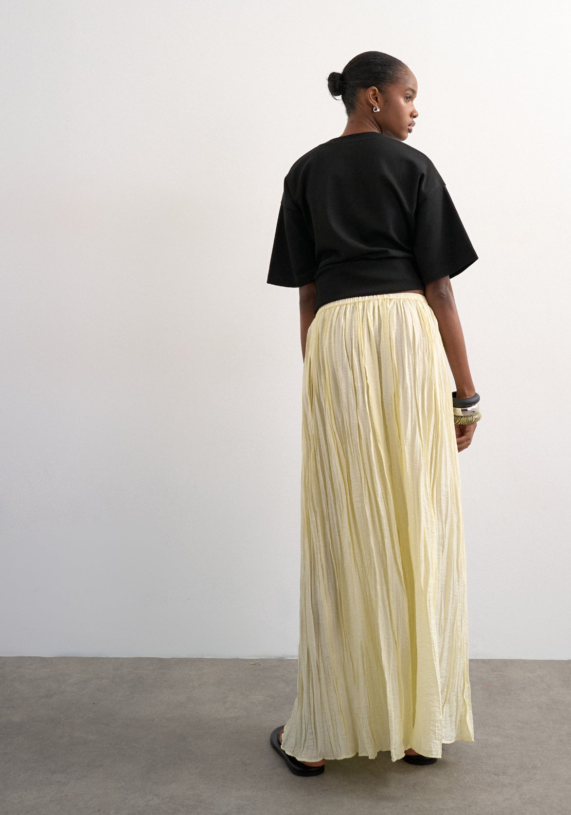 Topshop Thea High Rise Waist Crinkle Maxi Skirt - Natural 2 Shaws Department Stores
