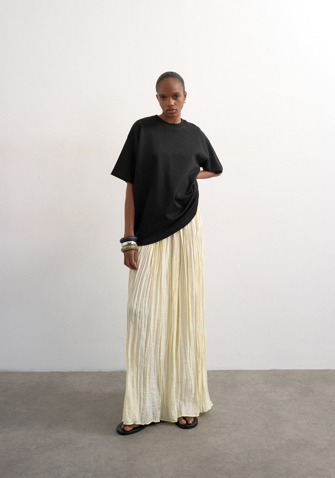Topshop Thea High Rise Waist Crinkle Maxi Skirt - Natural 5 Shaws Department Stores