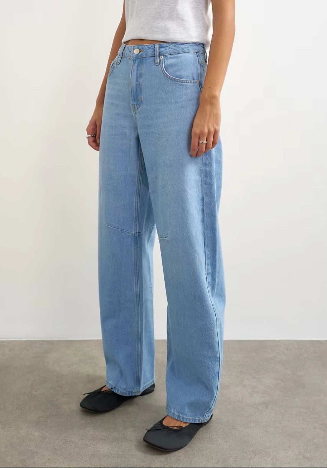 Topshop High-Rise Barrel Leg Jeans - Blue Denim 3 Shaws Department Stores