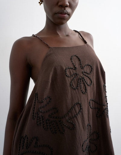 Mia Trapeze Mini Dress - Chocolate Brown
