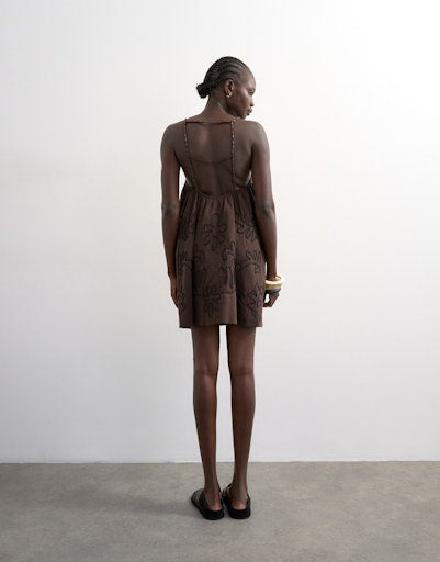 Mia Trapeze Mini Dress - Chocolate Brown