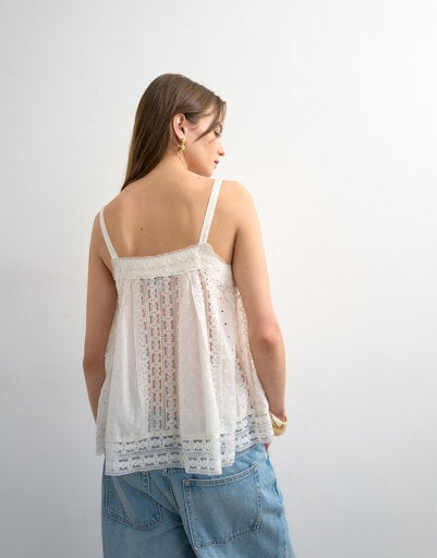 Topshop Sofia Broderie Lace Top - White 2 Shaws Department Stores