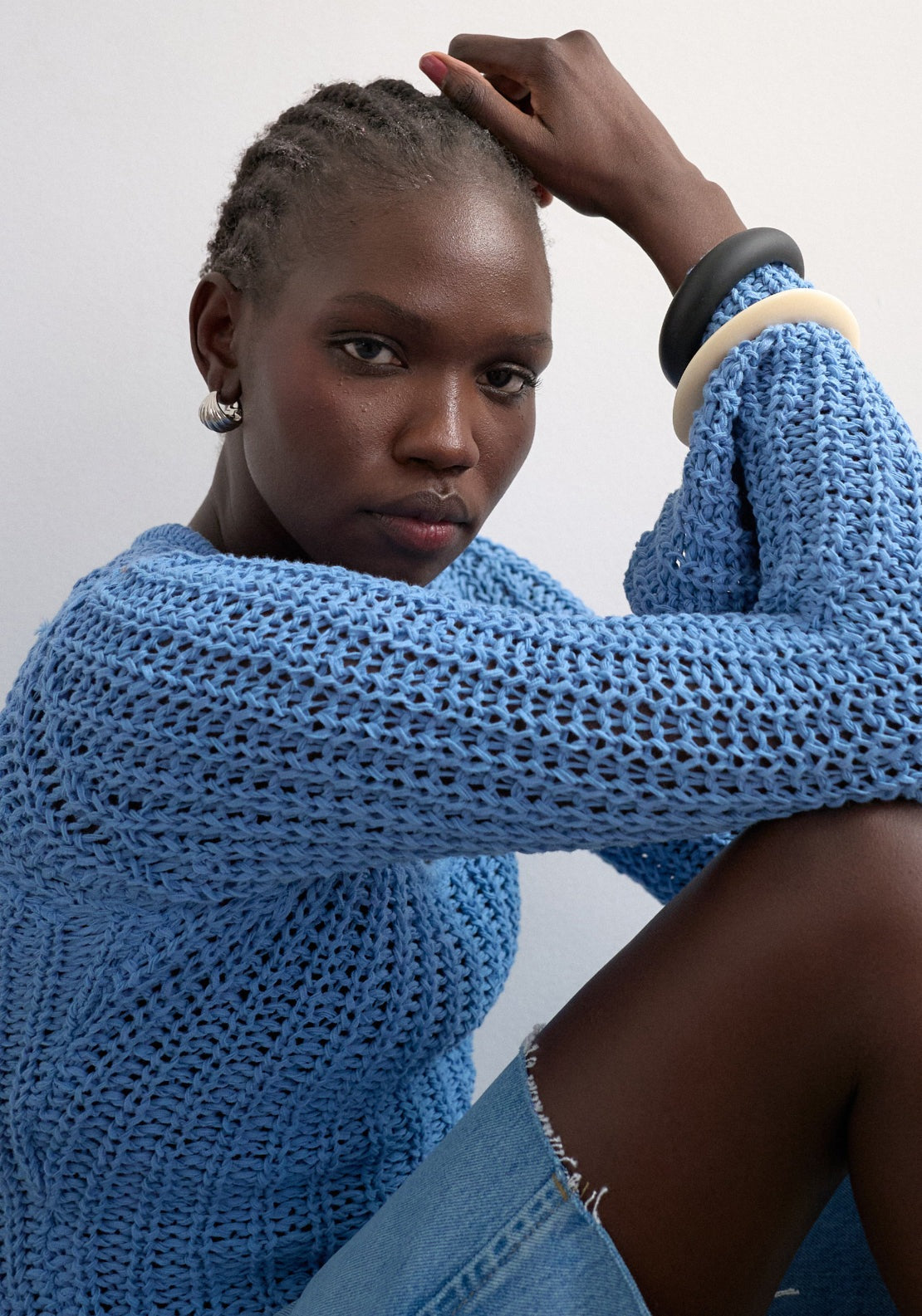 Topshop Fenja Knitted Open Stitch Long Sleeve Top - Brown 3 Shaws Department Stores