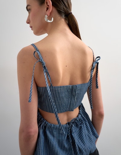 Emma Denim Strappy Cami Top - Blue Denim
