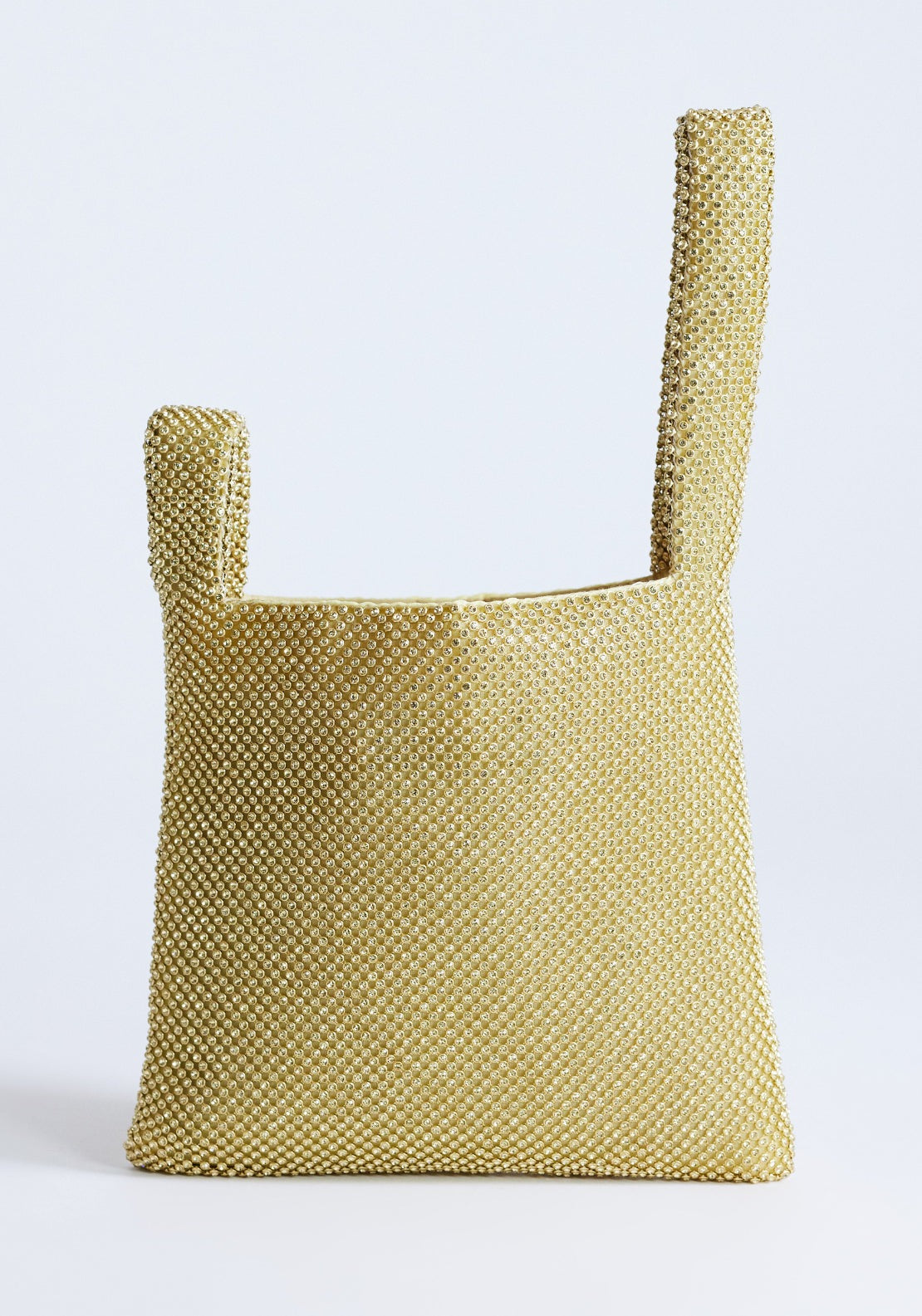 Topshop Linen Blend Gwyn Embellished Grab Bag - Gold 1 Shaws Department Stores