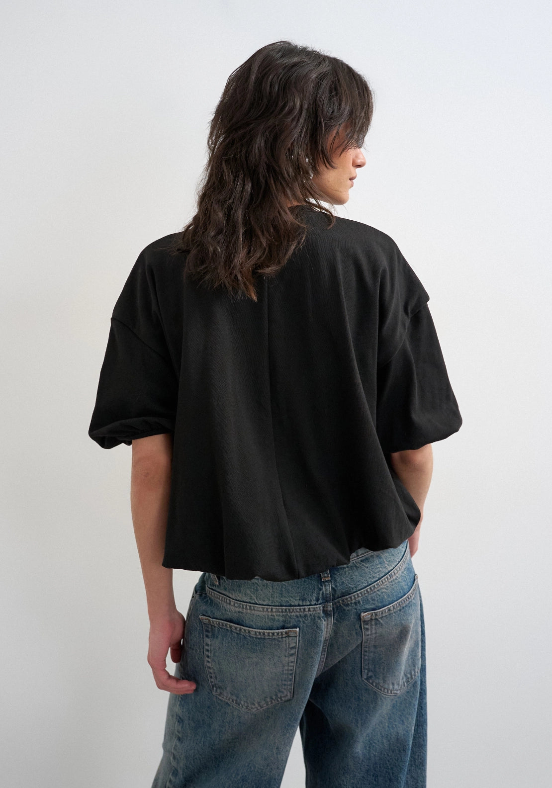 Mandy Bubble Hem T-Shirt - Black
