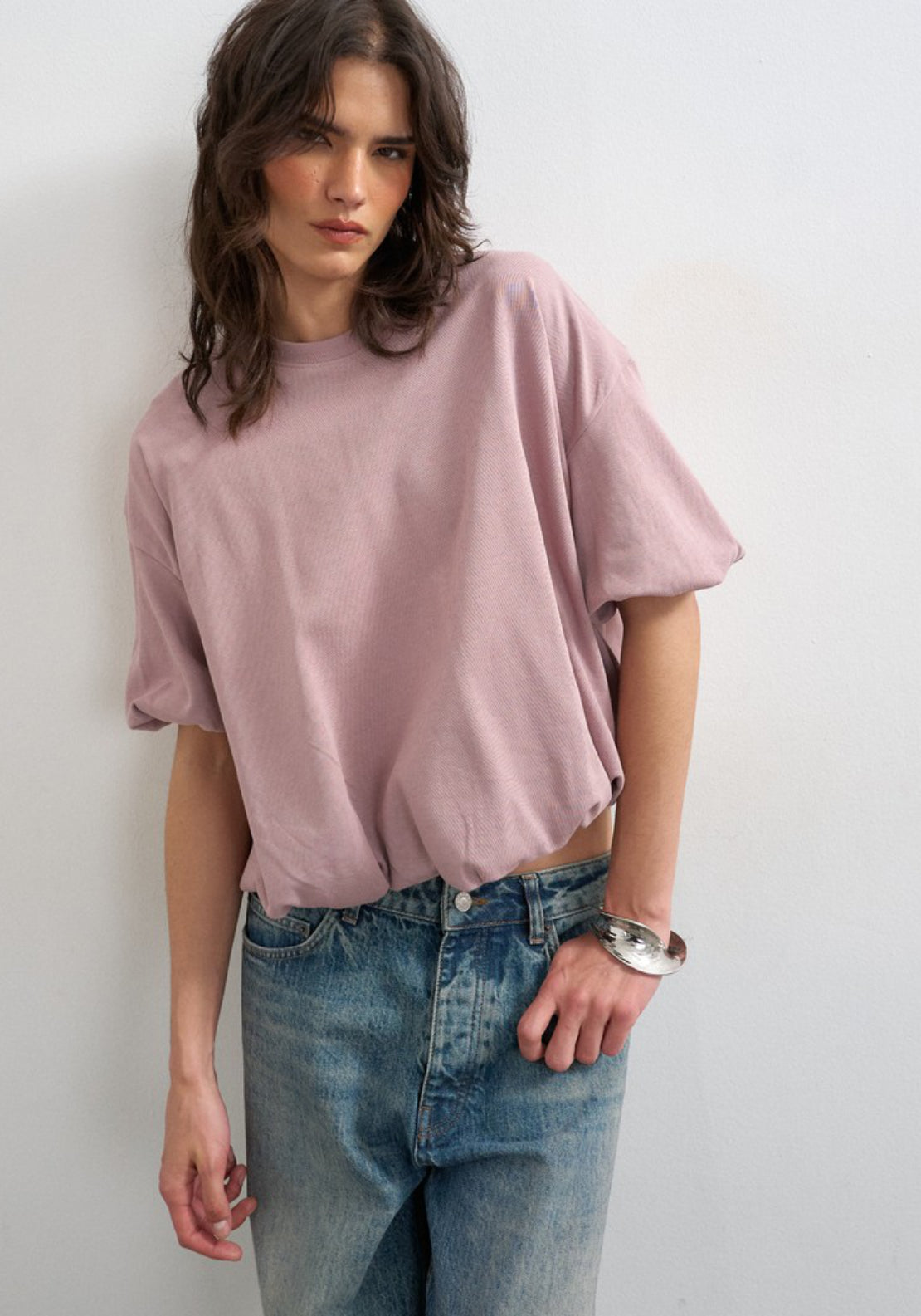 Mandy Bubble Hem T-Shirt - Pink