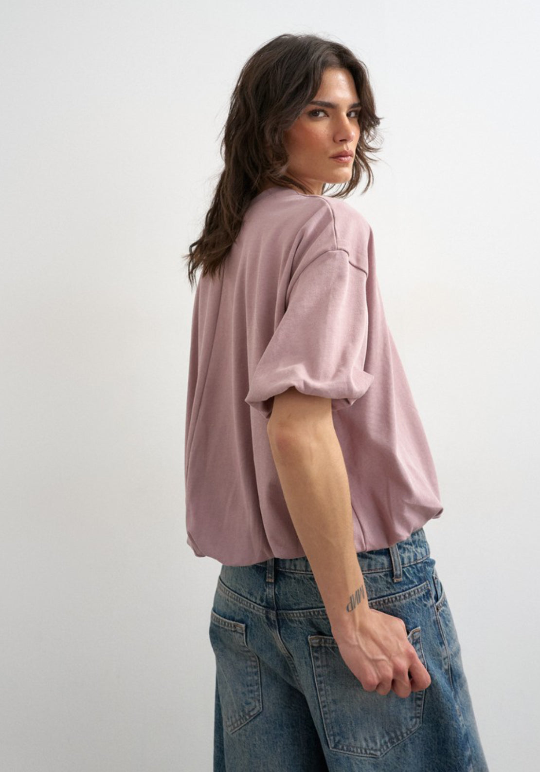 Mandy Bubble Hem T-Shirt - Pink