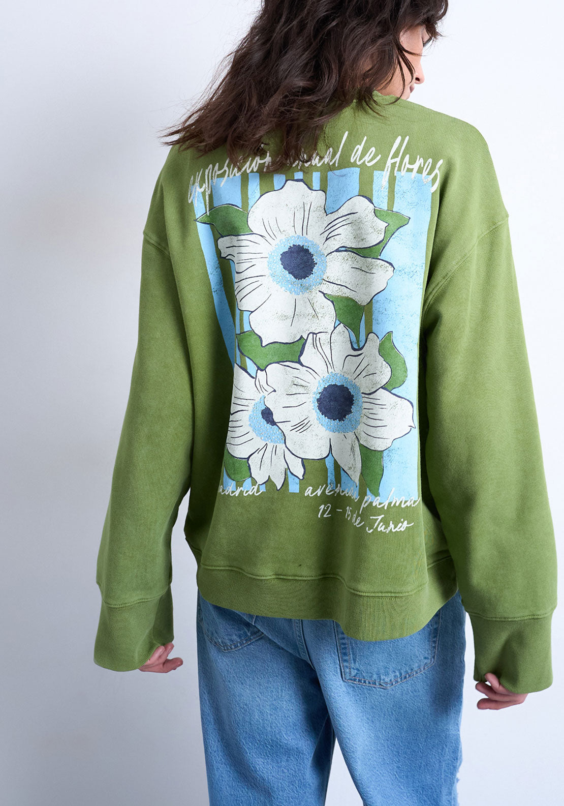 Topshop Duma Back Print Sweatshirt - Green Bee 2 Shaws Department Stores