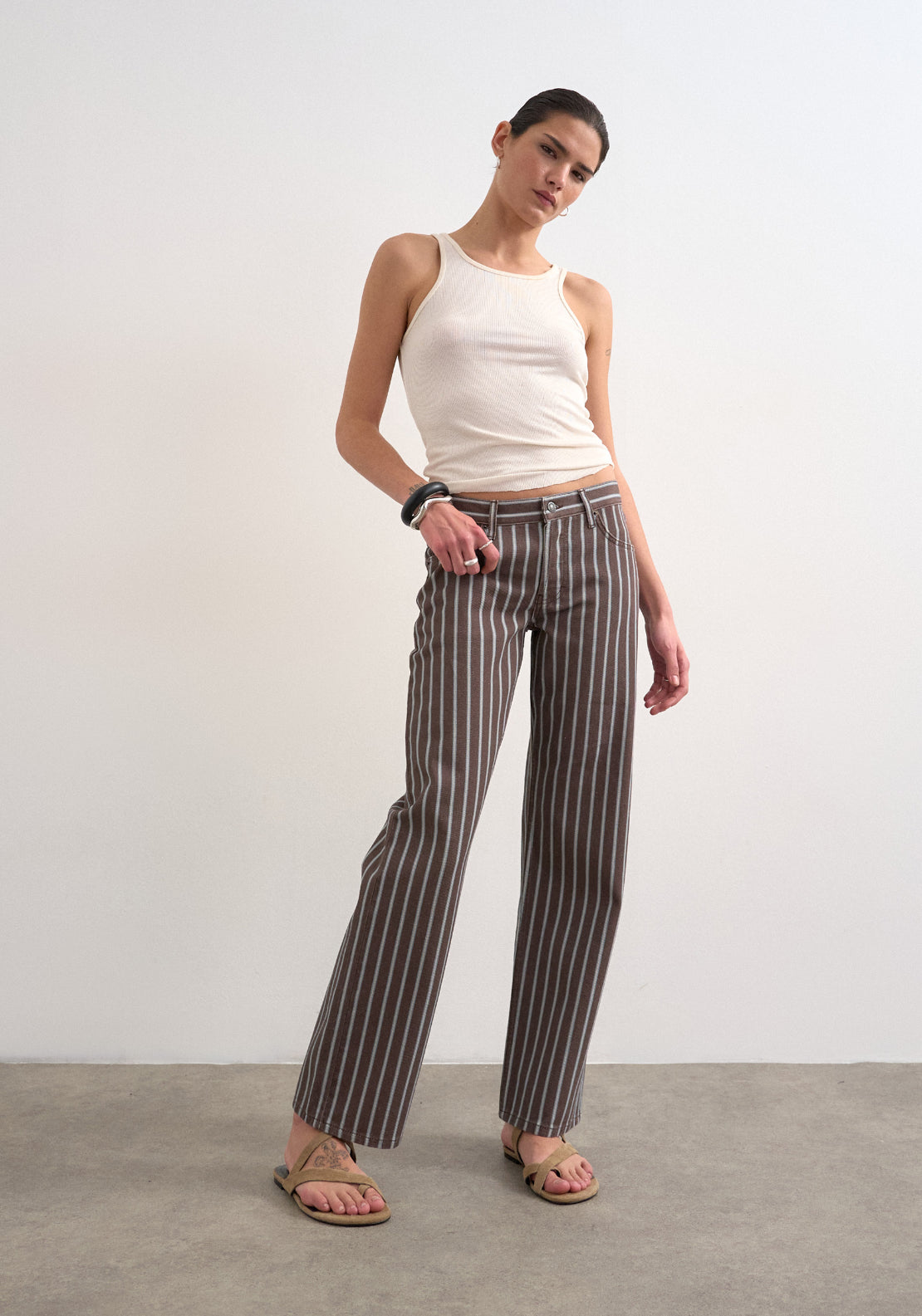 Topshop Ember Low Rise Wide Jeans - Brown Denim 5 Shaws Department Stores