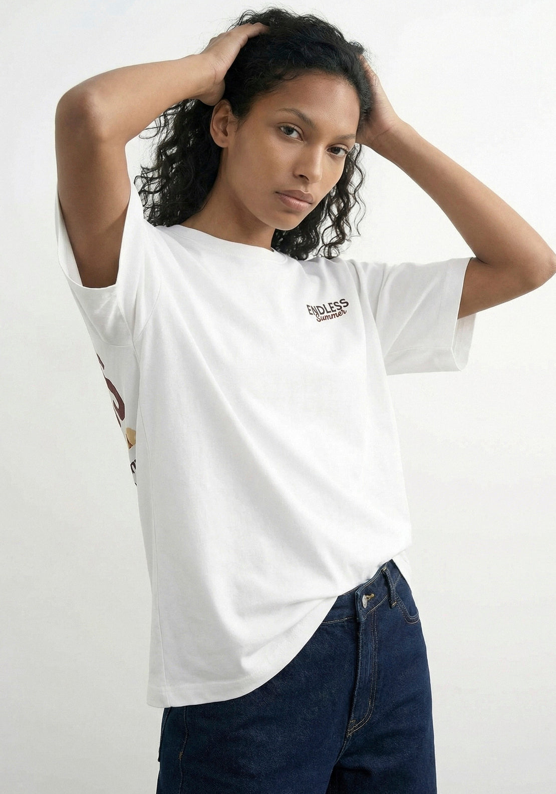 Topshop Premium Boxy Printed T-Shirt - White/endless Summer 1 Shaws Department Stores