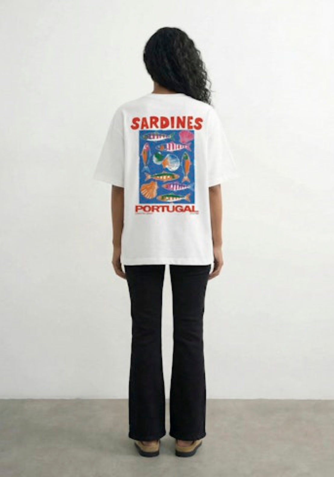Topshop Premium Boxy Printed T-Shirt - White/sardines 2 Shaws Department Stores